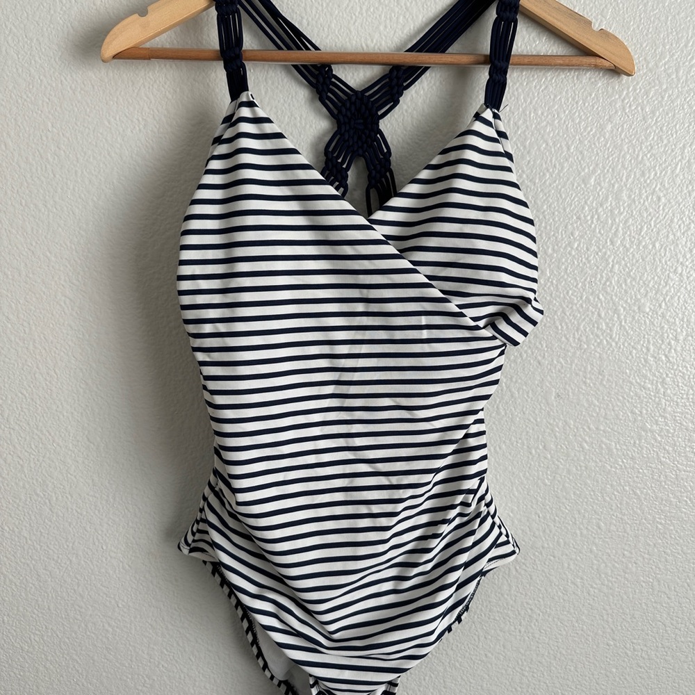 Kona Sol Navy and White Striped Women’s One Piece